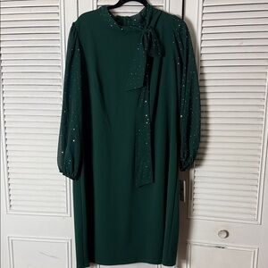 Chic Forest Green Long Sleeve Dress
